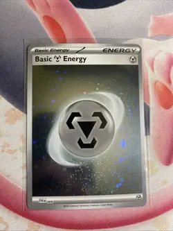 Pokemon 151 Basic Steel Energy 008 Holo Variant 5 Swirls!! - Image 1
