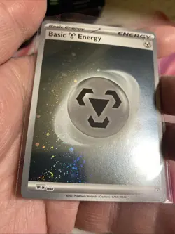 Pokemon 151 Basic Steel Energy 008 Holo Variant 5 Swirls!! - Image 3