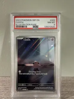 2023 POKEMON OBF EN-OBSIDIAN FLAMES ILLUSTRATION RARE #202 CLEFFA PSA 8 - Image 1