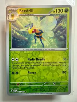 POKEMON 151 ENGLISH REVERSE HOLO BEEDRILL 015/165 MEW EN - Image 1