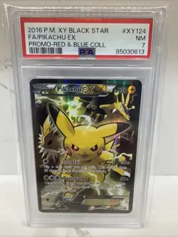 2016 POKEMON XY BLACK STAR PROMO RED & BLUE COLL FULL ART/PIKACHU EX PSA 7 - Image 1