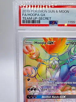 2019 Pokemon S&M Team Up Hoopa GX Rainbow Secret Rare #187 | PSA 9 MINT - Image 2