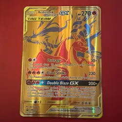 JUMBO Oversized Reshiram & Charizard GX Tag Team Gold Promo SM247 Pokemon NM - Image 1