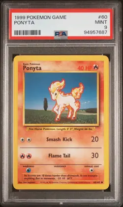 1999 POKEMON BASE SET UNLIMITED #60 PONYTA PSA 9 - Image 1