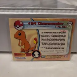 1999 Topps Pokemon TV Animation Series 1 - Charmander #04 Blue Logo Non Holo - Image 2
