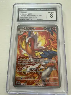 2024 POKEMON TWILIGHT MASQUERADE ILLUSTRATION RARE HOLO #173/167 INFERNAPE CGC 8 - Image 1