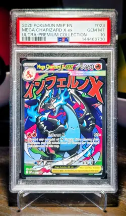 2025 POKEMON MEP EN-ME BLACK STAR PROMO #023 MEGA CHARIZARD X EX PSA 10 - Image 1