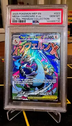 2025 POKEMON MEP EN-ME BLACK STAR PROMO #023 MEGA CHARIZARD X EX PSA 10 - Image 3