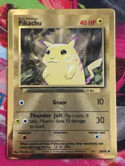 Pikachu Gold Metal Card 58/102 - Pokemon TCG Celebrations 25th Anniversary - NM - Image 1