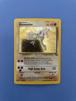 Hitmonlee 7/62 Unlimited Holo Rare Fossil Pokemon Card - Lightly Played - Image 1