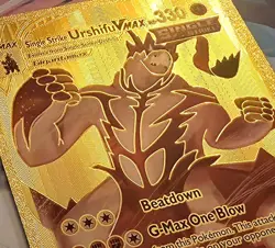 X 1 Urshifu Vmax Gold Foil Textured Collector Pokemon Card Single Strike FanArt - Image 1