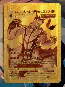 X 1 Urshifu Vmax Gold Foil Textured Collector Pokemon Card Single Strike FanArt - Image 2