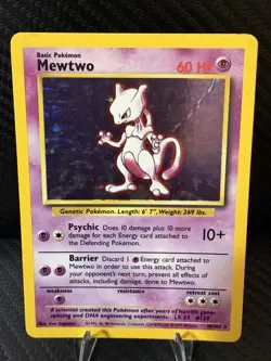 1999 Base Set Mewtwo Holo 10/102 WOTC Vintage Pokemon Card MP - Image 1