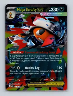 Mega Scrafty ex 135 Pokemon Ascended Heroes Double Rare Card NM+ (a) - Image 1