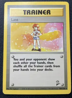 Pokemon Trainer Lass 104/130 Base Set 2 Non-Holo Rare Card WOTC TCG 1999 MP / HP - Image 1