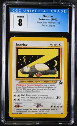2002 Pokemon Black Star Promos Snorlax Pokemon League 49 CGC 8 - Image 1
