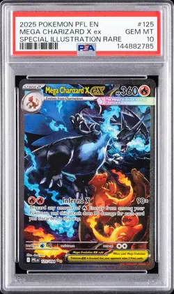 2025 POKEMON PFL EN-PHANTASMAL FLAMES #125 MEGA CHARIZARD X EX PSA 10 - Image 1