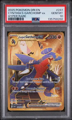 2025 POKEMON DRI EN-DESTINED RIVALS HYPER RARE #241 CYNTHIA'S GARCHOMP EX PSA 10 - Image 1