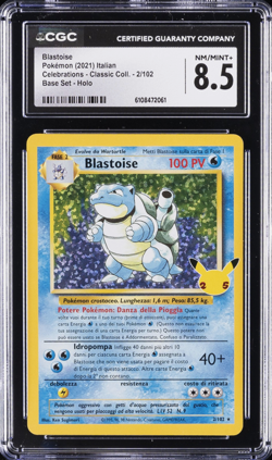 2021 POKEMON CELEBRATIONS CLASSIC COLLECTION #2 BLASTOISE HOLO ITALIAN CGC 8.5 - Image 1