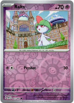 4x Pokemon TCG Ralts 027/091 Paldean Fates Reverse Holo Playset - Image 1