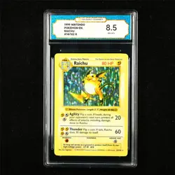 TQG 8.5 NM-MT+ 1999 Pokemon ENG Raichu 14/102 R - Image 1