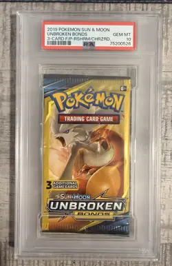PSA 10 Unbroken Bonds Reshiram/ Charizard Graded Pack RARE Pokemon - Image 1