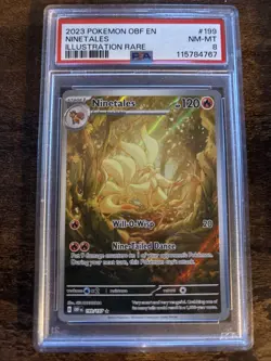 2023 Pokemon Obsidian Flames Ninetales 199 Illustration Rare PSA 8 NM-MT - Image 1