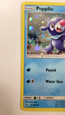 *HD Swirl* Popplio - Cosmos Holo 39/149 Pokemon Sun & Moon - Image 3