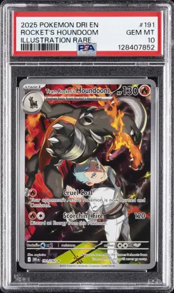 2025 POKEMON DRI EN-DESTINED RIVALS #191 TEAM ROCKET'S HOUNDOOM PSA 10 - Image 1