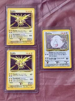 Pokemon TCG Zapdos Base Set Holo Rare Card 16/102 LOT Chansey 3/102 - Image 1