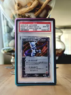 2004 POKEMON JPN ROCKET GANG STRIKES BACK #064 ROCKET'S MEWTWO EX-HOLO PSA 10 - Image 1