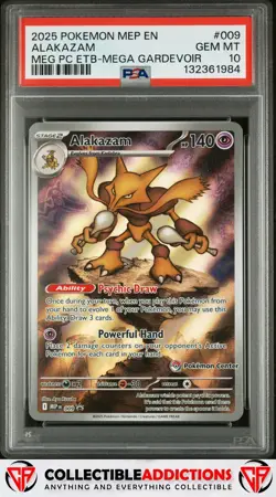 2025 Pokemon Mep En-Me Black Star Promo #009 Alakazam Pc Etb PSA 10 - Image 1
