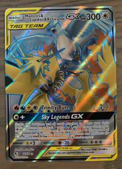 Pokemon Moltres & Zapdos & Articuno GX TAG TEAM Full Art Holo Hidden Fates 66/68 - Image 1