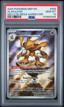 2025 POKEMON MEP EN-ME BLACK STAR PROMO #009 ALAKAZAM PSA 10 - Image 1