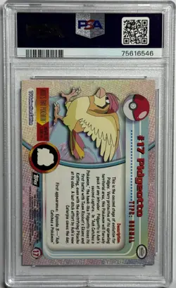 1999 Topps Pokemon TV #17 Pidgeotto Rainbow Foil Blue Logo PSA 9 - Image 2