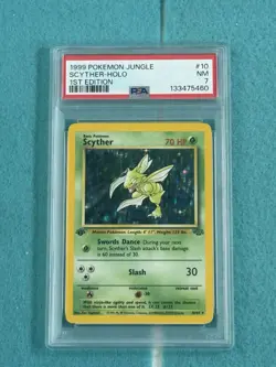 1999 Pokemon Jungle Scyther Holo 1st Edition #10 PSA 7 - Image 1