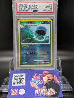 2008 POKEMON DIAMOND & PEARL GREAT ENCOUNTERS #30 Wailord REVERSE FOIL PSA 10 - Image 1