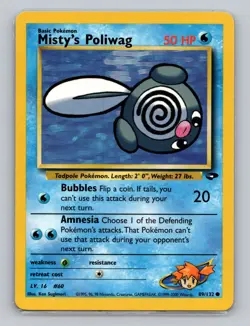 Misty's Poliwag 89/132 Common Pokemon TCG WOTC Gym Challange Light Play - Image 1