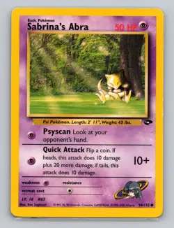 Sabrina's Abra 94/132 Common Pokemon TCG WOTC Gym Challange Light Play - Image 1