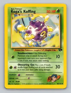 Koga's Koffing 48/132 Uncommon Pokemon TCG WOTC Gym Challange Light Play - Image 1