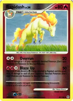 Pokemon TCG Rapidash 59/130 Diamond & Pearl Reverse Holo Uncommon LP - Image 1