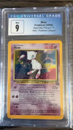 CGC 9 MINT Mew 2000 Black Star Promos 9 Pokemon League SWIRL Pokemon - Image 1