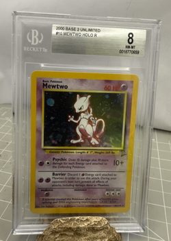 2000 Pokemon Base Set 2 Unlimitrd Mewtow Holo #10 Mint 8 Beckett Grading Service - Image 1