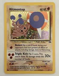 Hitmontop 3/75 Neo Discovery Holo Rare 2001 60 HP Unlimited Pokemon TCG Card - Image 1