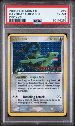 2005 POKEMON EX DEOXYS #22 RAYQUAZA REVERSE HOLO PSA 6 + BONUS Card - Image 1