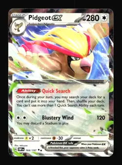 Pidgeot ex Prize Pack Series Cards #164/197 Double Rare Pokemon Card T2-1252 - Image 1