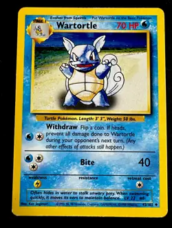 Wartortle 42/102 MP Base Set Regular Unlimited Pokemon TCG Card Moderate Play - Image 1