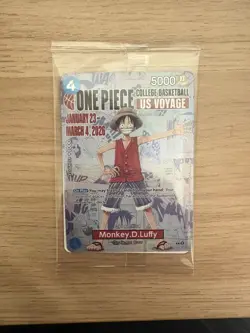 One Piece Monkey D. Luffy US Voyage College Basketball Card SEALED MINT - Image 1