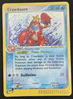 Pokemon TCG Crawdaunt Dragon Holo Rare Card 3/97 HP (Damaged) - Image 1