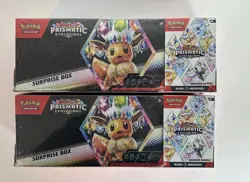 Sam’s Club Pokemon Prismatic Evolutions 2 Surprise Box’s & 2 Booster Bundles Lot - Image 1